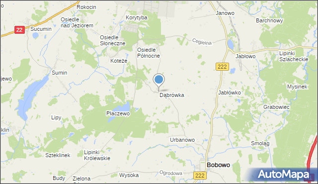 mapa Dąbrówka, Dąbrówka gmina Starogard Gdański na mapie Targeo
